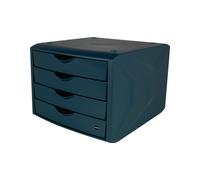 helit Boîte de tiroir avec blocage d’extraction 4 tiroirs bleu H215xl265xP332 mm