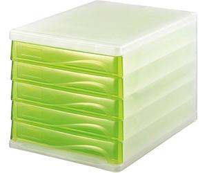 helit boîte tiroir Couleurs h6129415, 5 compartiments, inscriptible, transparent/vert