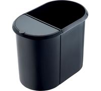 helit Corbeille à papier Duo System ovale PE noir