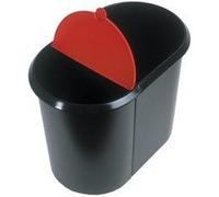 Helit Corbeille A Papier Duo-System, Ovale, Pe, Noir/Rouge