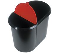 Helit corbeille à papier Duo-System, ovale, PE, noir/rouge Noir G
