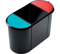 helit Corbeille à papier Trio System ovale PE noir/rouge/vert