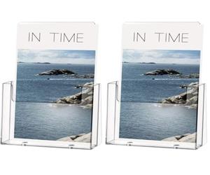 Helit H2352102 Porte-brochures de table pour brochures au format DIN A5, haut, transparent (Lot de 2)
