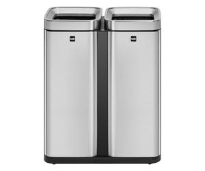 helit H2404700 - Poubelle the twin bin, 30L + 30L, inox, Poubelle 2 compartiments