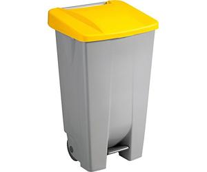 helit h2405518 - Volume de tretabfallbehälter à roulettes 120 l, gris/jaune