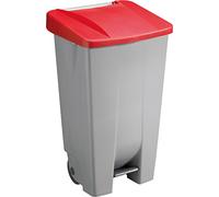 helit h2405525 - Volume de tretabfallbehälter à roulettes 120 l, gris/rouge