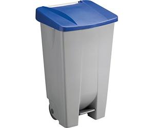 helit h2405534 - Volume de tretabfallbehälter à roulettes 120 l, gris/bleu