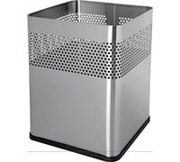 Helit Corbeille à papier carrée en acier 18 L avec perforations déco – Argent
