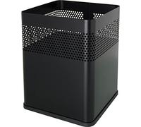 Corbeille à papier Carrée en acier 18 litres - Noir