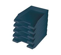 Helit H2661634 - Corbeille à courrier "the green staff", DIN A4-C4, en plastique recyclé certifié Ange Bleu, bleu, 5 pièces