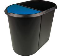 Helit H6103993 Corbeille à papier tri sélectif deux compartiments (Noir/bleu) (Import Allemagne)