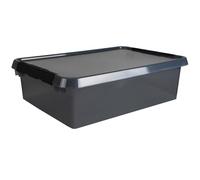 helit H6165408 - Boîte de rangement the comfort-line 32 L - gris transparent, boîte de rangement avec couvercle