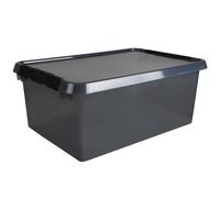 Helit H6165508 - Boîte de rangement the comfort-line 45 L - gris transparent, boîte de rangement avec couvercle