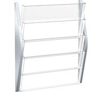 Helit Présentoir journal H6270400 Arch – 4 poches – format A3 – carré – argent