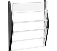 Helit H6270495 - Présentoir mural pour magazines, 4 poches, A3, paysage, noir