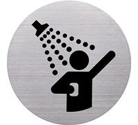 helit H6271300 - Pictogramme de douche Ø 115 mm autocollant avec tampon adhésif en acier inoxydable