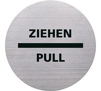 Helit H6271800 - Pictogramme tiraille/pull, Ø 115 mm, autocollant avec tampon adhésif, acier inoxydable