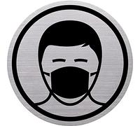 Helit H6272300 - Pictogramme « protège-dents » The badge en acier inoxydable, diamètre 115 mm, hauteur 0,5 mm, 1 pièce
