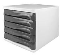 Module de classement 'the wave', 5 tiroirs, blanc/gris