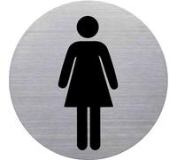 Helit Pictogramme autocollant WC pour femme H6271000 – Ø 115 mm, bande adhésive, acier inoxydable