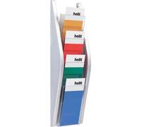 Helit H6270300 Présentoir à documents avec 4 compartiments 1/3 A4 (Transparent/argent)
