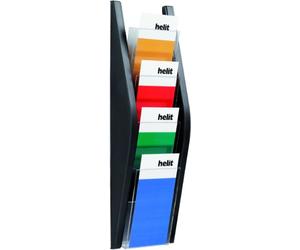 Helit Porte-Brochure Mural 1/3 A4 Portrait 4 Compartiments Noir