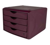 HELIT The Green Chameleon - Module de classement 4 tiroirs, plastique recyclé, rouge