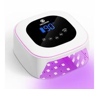 HELIVIVE Lampe à ongles UV LED sans fil rechargeable 80 W avec 4 minuteurs, lumière d'ambiance et base miroir, lampe UV pour tous les ongles en gel, idéale pour l'entraînement, la pratique du nail art