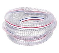 Hélix de fil d'acier en PVC transparent flexible, tuyau vinyle haute pression diamètre intérieur 25MM petit tube flexion 1M longueur avec 2 pinces for le transport particules(Wall Thickness 2.5mm)