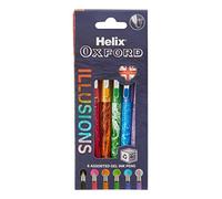 Helix Oxford Illusions Lot de 6 stylos à encre gel Couleurs assorties 6 designs uniques
