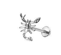 Helix Piercing Oreille Anneau, 1pcs 18G Titane Labret Levre Helix Cartilage Piercing Nez Forme de scorpion, Argent, 1.0x12mmxM0.9