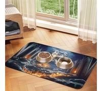 Hell and Heaven Tapis d'alimentation en cuir absorbant pour chien et chat - Imperméable - Pas de taches - Séchage rapide - Antidérapant - 45 x 30 cm