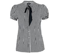 Hell Bunny Chemisier Humbug Femme Chemisier Noir/Blanc XL 100% Viscose Regular/Coupe Standard