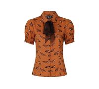 Hell Bunny Chemisier Vixey Renard de 1950 Vintage Retro Pinup - Marron (4XL)
