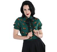 Hell Bunny Chemisier Vixey Renard de 1950 Vintage Retro Pinup - Vert (2XL)
