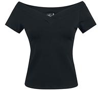 Hell Bunny Haut Alex Femme T-Shirt Manches Courtes Noir M 95% Coton, 5% Élasthanne Slim Fit