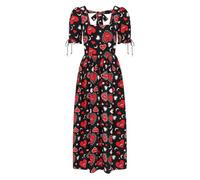 Hell Bunny Kate Heart - Robe Femme Robe Longue Noir/Rouge 100% Viscose
