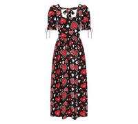Hell Bunny Kate Heart - Robe Femme Robe Longue Noir/Rouge S 100% Viscose