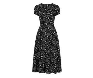 Hell Bunny Robe Hello Goodbye Femme Robe Longue Noir/Blanc L 100% Viscose