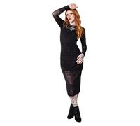 Hell Bunny Robe MEA Culpa, Style Gothique, Velours Noir Stretch, Coupe midi, Taille XL