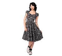 Hell Bunny Robe Mischief - Robe Patineuse mi-Longue Gothique Noire Vintage Halloween, Taille L