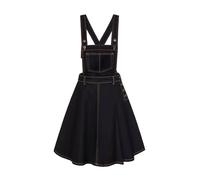 Hell Bunny Robe Salopette Dakota Femme Robe mi-Longue Noir 98% Coton, 2% Élasthanne