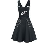 Hell Bunny Robe Salopette Miss Muffet Femme Robe Courte Noir 97% Coton, 3% Spandex
