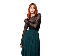 Hell Bunny Snake Charmer Top Chemise Gothique en Maille - Troupeau de Velours Imprimé Serpent, Noir, M