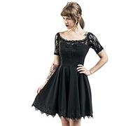 Hell Bunny Spin Doctor Robe Courte Amara Femme Robe mi-Longue Noir M 63% Polyester, 34% Viscose, 3% Élasthanne