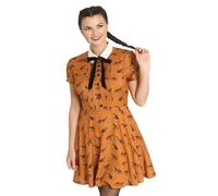 Hell Bunny Vixey Robe Courte Style années 1960 imprimé Renard Vintage rétro XS-4XL, Marron, XXL