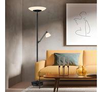 Hell Findus Lampadaire LED noir - avec lampe de lecture Ce luminaire comporte des modules à LED prémontés de classes énergétiques A A++, A+, A