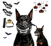 Hell Hound Muselière effrayante pour chien avec dents réalistes, masque de bête amusant pour Halloween, couvre-bouche réglable en latex pour chiens de petite, moyenne et grande taille, blanc, taille L