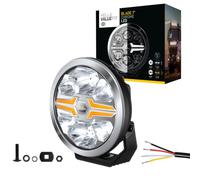 HELLA 1FJ 357 198-031 LED-Projecteur longue portée - Blade Chrom 7" - 12/24V - rond - Chiffre de référence: 50 - limpide - Couleur lumineuse: blanc/ambre - Câble: 500mm - côté frontal