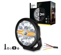 Hella 1FJ 357 198-061 LED-Projecteur longue portée - Blade Black 7" - 12/24V - rond - Chiffre de référence: 25 - limpide - Couleur lumineuse: blanc/ambre - Câble: 500mm - côté frontal